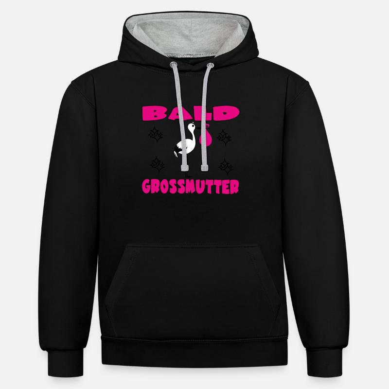 BALD GROSSMUTTER - Sweat à capuche contrasté - noir/gris chiné