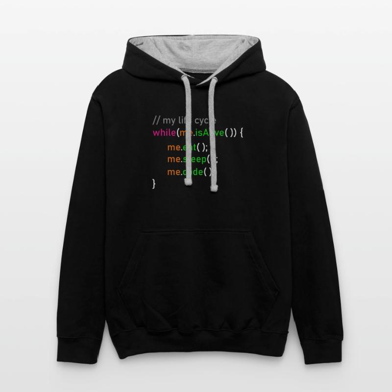 Programmer life cycle computer scientist coder gift Contrast hoodie