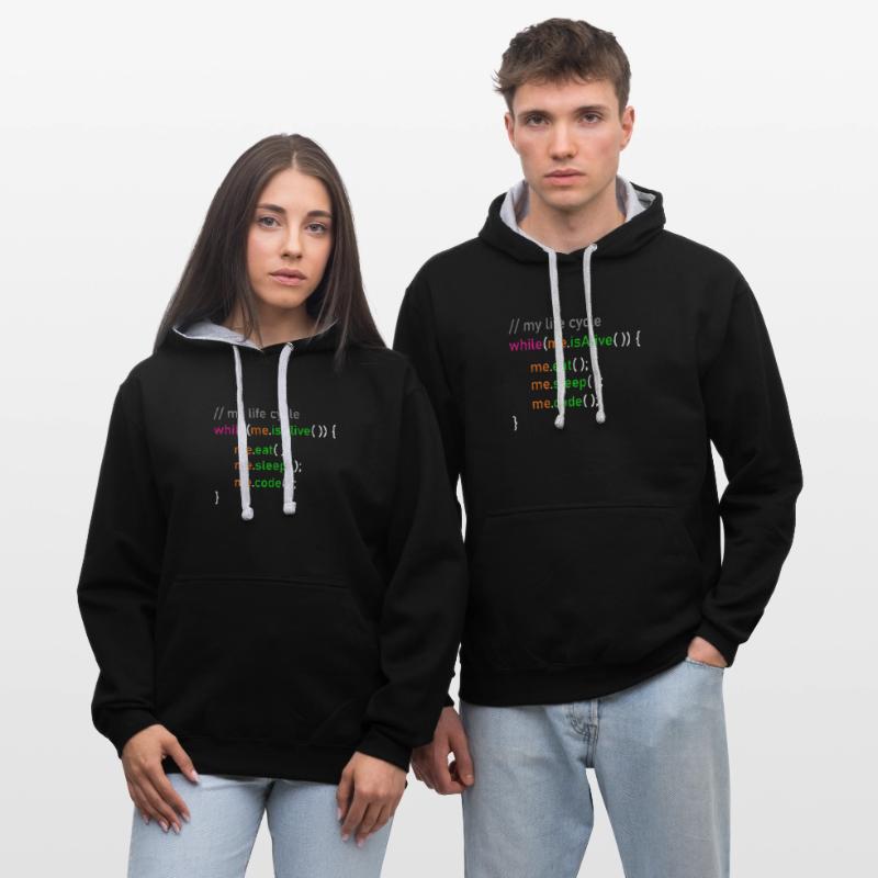 Programmer life cycle computer scientist coder gift Contrast hoodie