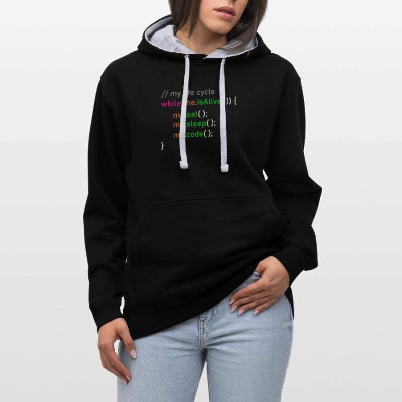 Programmer life cycle computer scientist coder gift Contrast hoodie