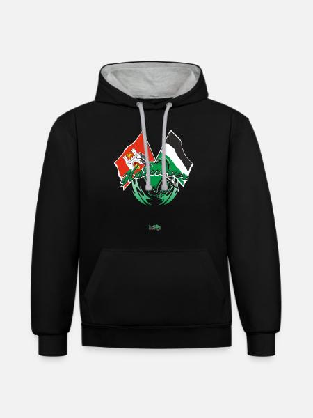 Hannover - Flagge zeigen - Kontrast-Hoodie - Schwarz/Grau meliert