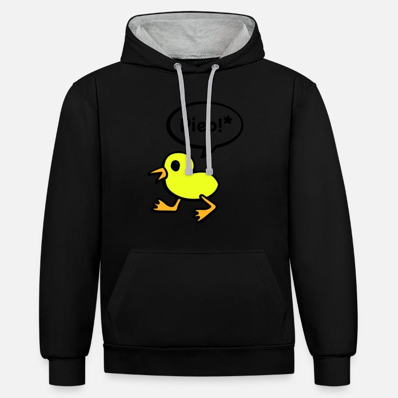bip oiseau - Sweat à capuche contrasté - noir/gris chiné