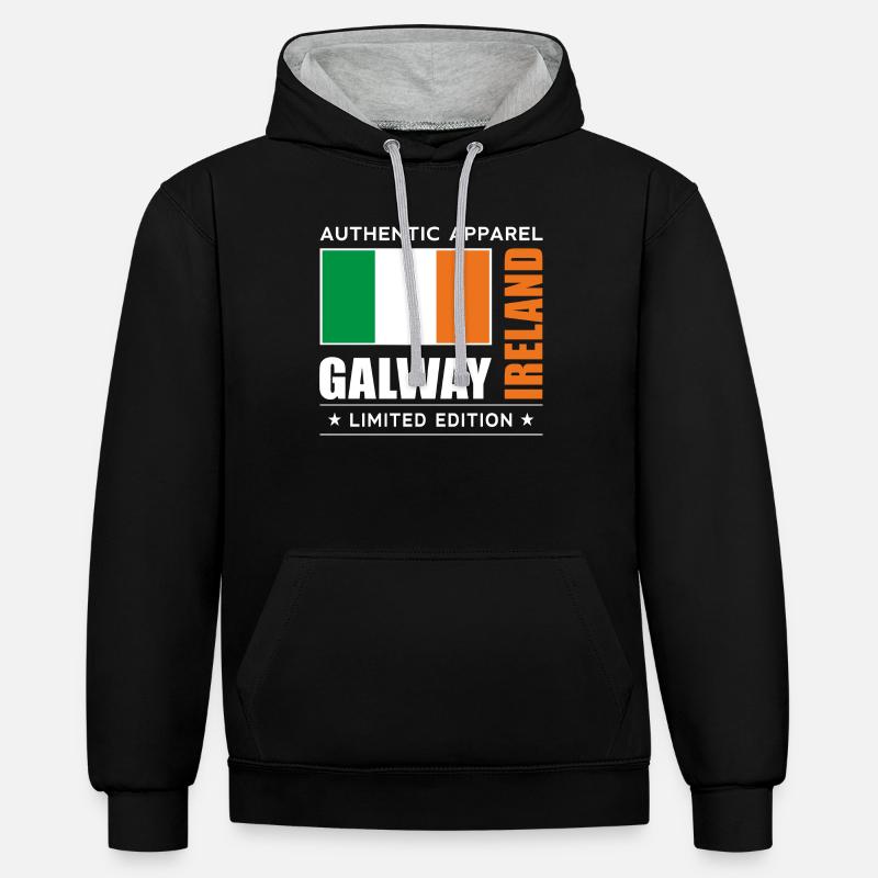 Galway - Sweat à capuche contrasté - noir/gris chiné