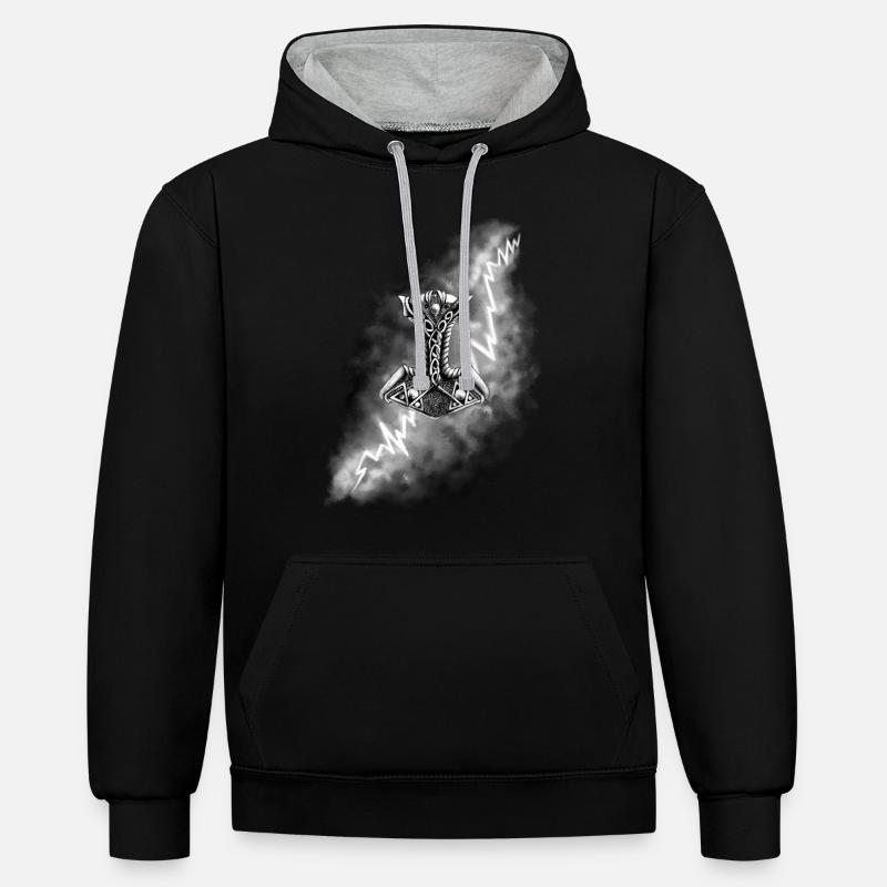 Marteau de Thor - Sweat à capuche contrasté - noir/gris chiné