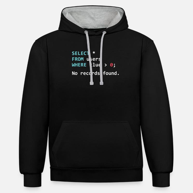 Lustiges Programmer Geschenk SQL Query - Kontrast-Hoodie - Schwarz/Grau meliert