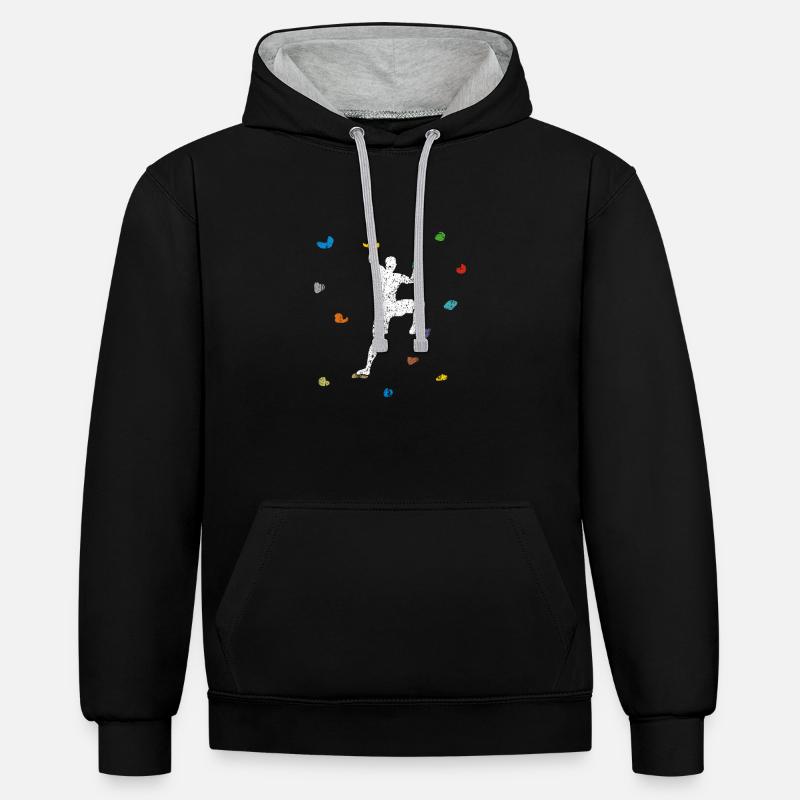 Boulder Mur Escaladeur idée cadeau - Sweat à capuche contrasté - noir/gris chiné