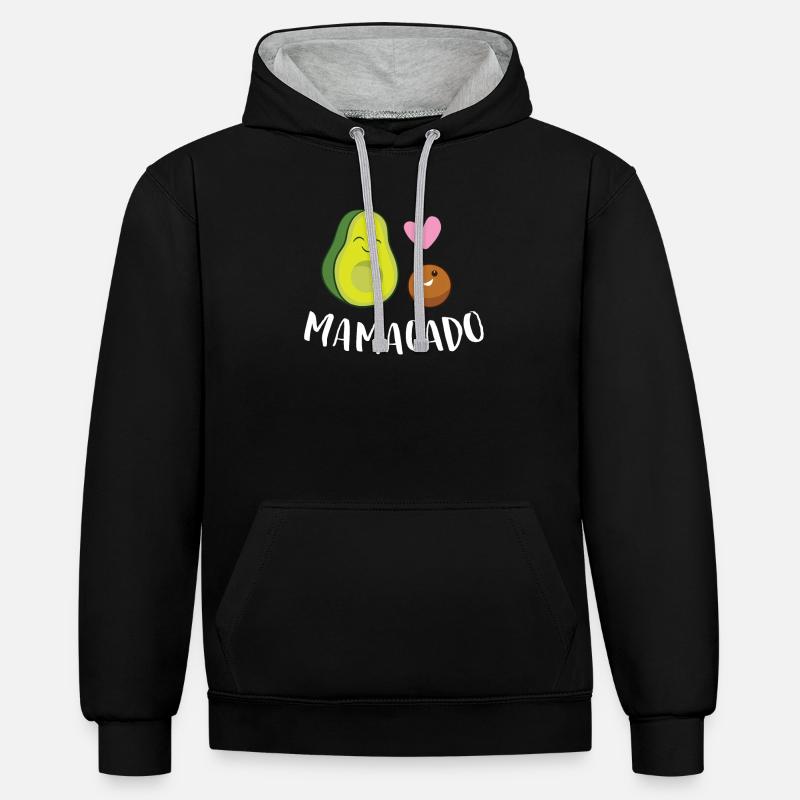 Mamacado Avocat enceinte Grossesse - Sweat à capuche contrasté - noir/gris chiné