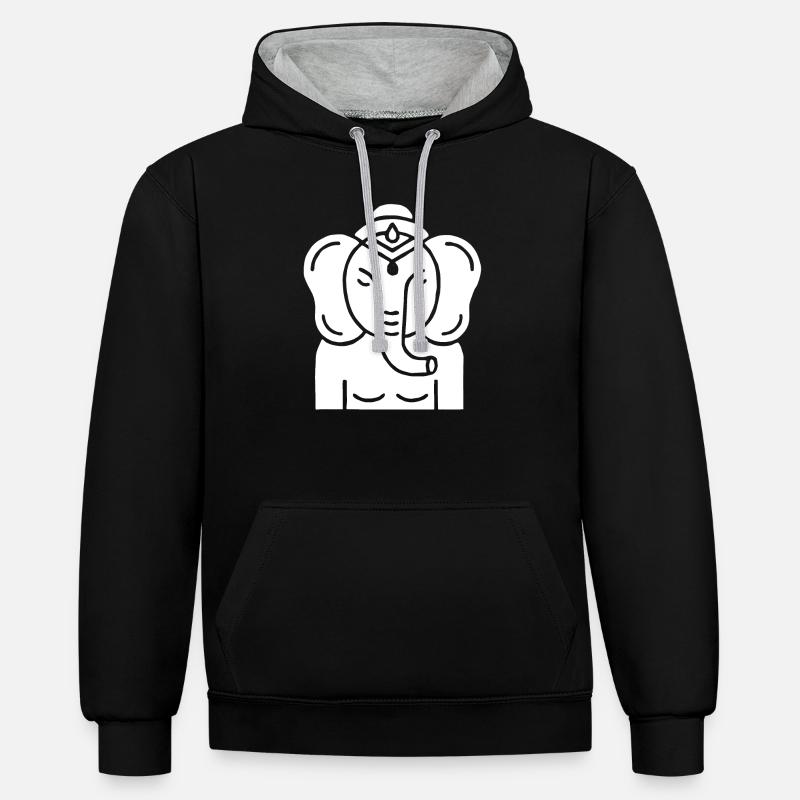 Symbole d’un éléphant indien - Sweat à capuche contrasté - noir/gris chiné