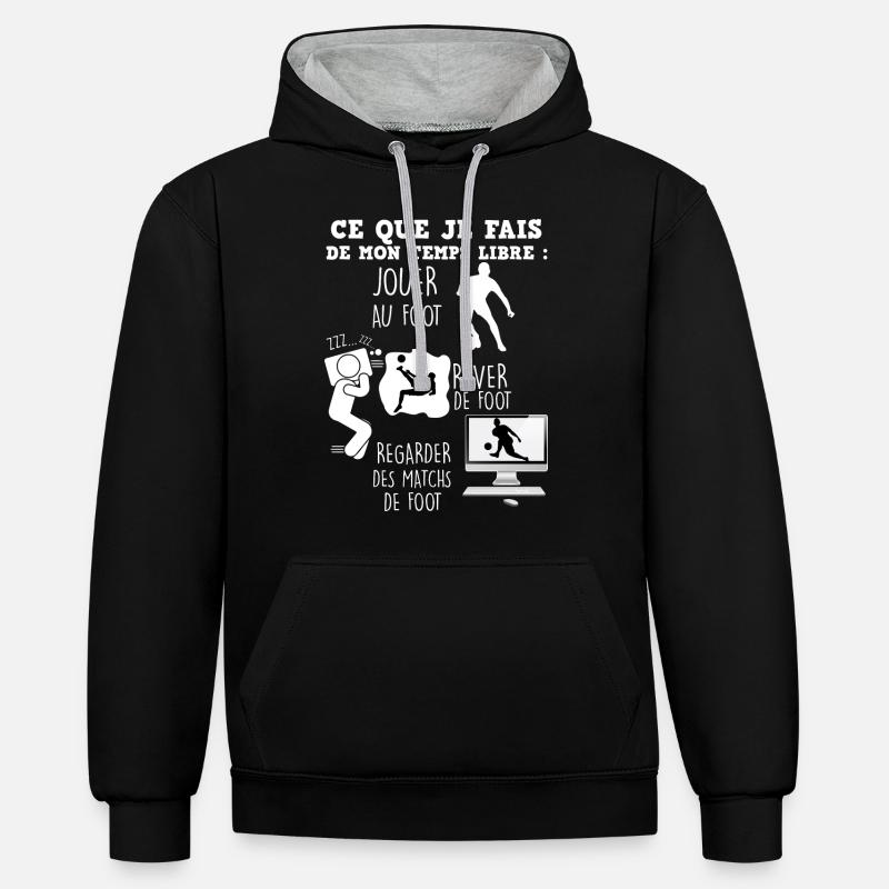 Foot Humour Temps Libre - Sweat à capuche contrasté - noir/gris chiné