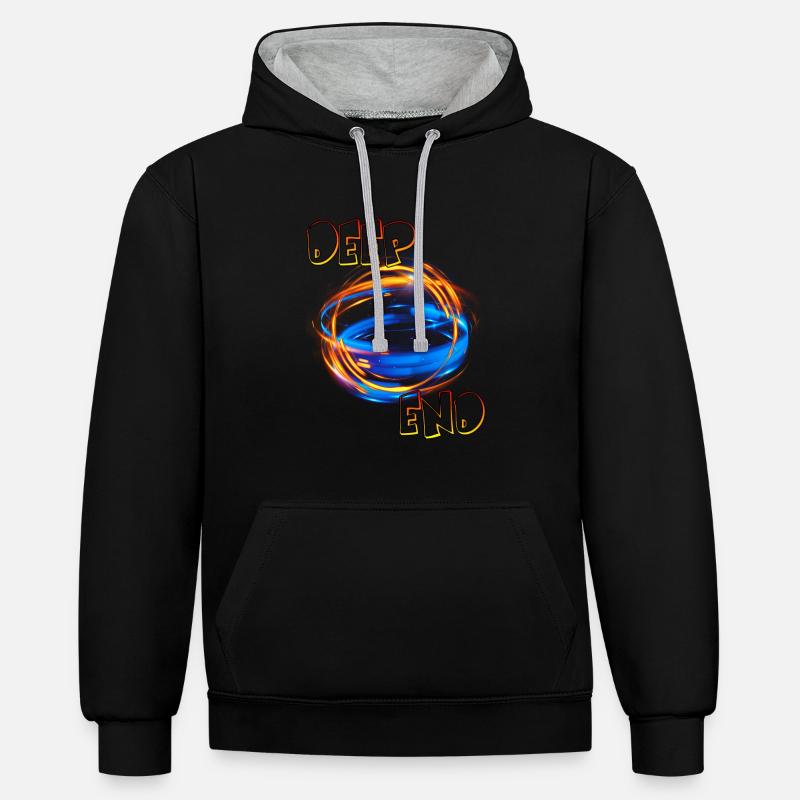 Extrémité profonde - Sweat à capuche contrasté - noir/gris chiné