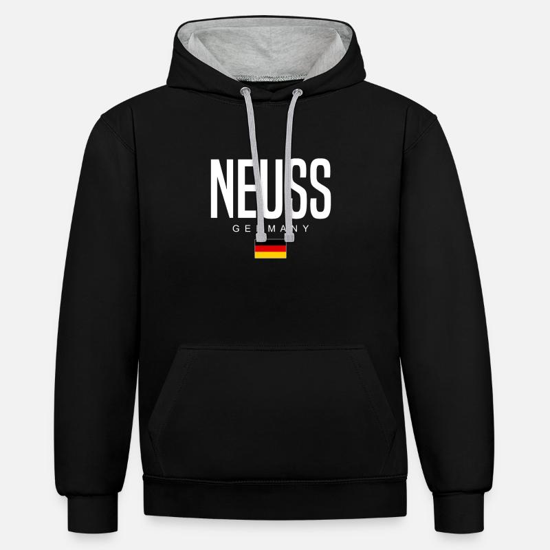 Neuss - Sweat à capuche contrasté - noir/gris chiné