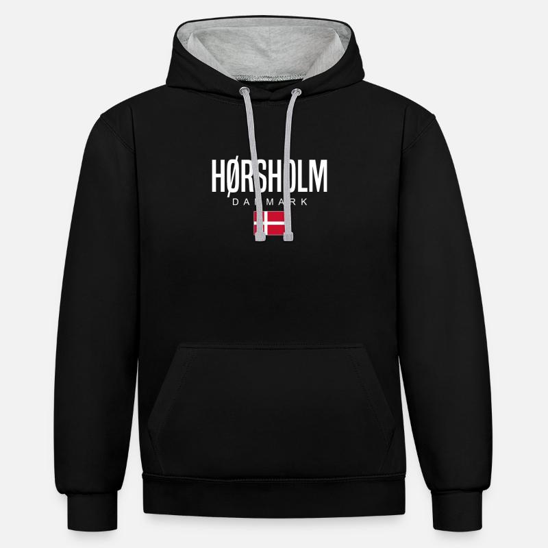 Hørsholm, Danemark - Sweat à capuche contrasté - noir/gris chiné
