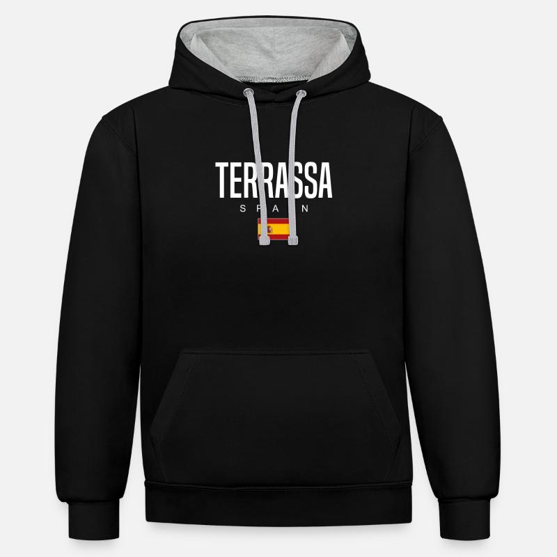 Terrassa, Espagne - Sweat à capuche contrasté - noir/gris chiné