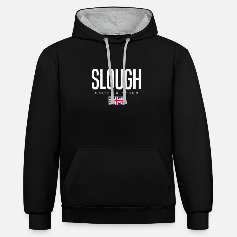Slough, Angleterre, Royaume-Uni - Sweat à capuche contrasté - noir/gris chiné