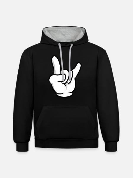 Hand icon - Contrast hoodie - black/heather grey