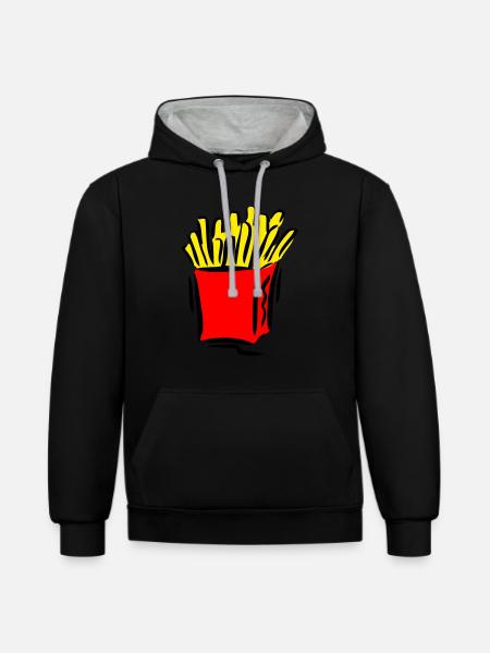 Pommes - Kontrast-Hoodie - Schwarz/Grau meliert