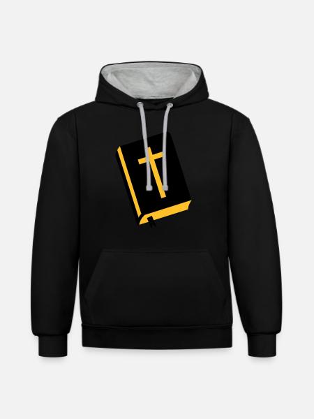 Bibel - Jesus - Kontrast-Hoodie - Schwarz/Grau meliert