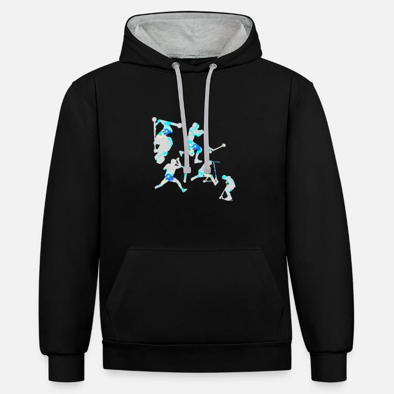 Stuntscooter,Trickscooter,tricks,stunt,e-scooter - Kontrast-Hoodie - Schwarz/Grau meliert