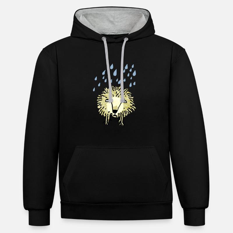 hérisson - Sweat à capuche contrasté - noir/gris chiné