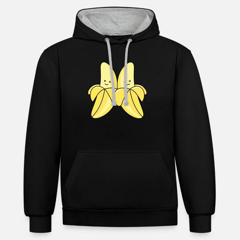 Bande dessinée Bananes - Sweat à capuche contrasté - noir/gris chiné