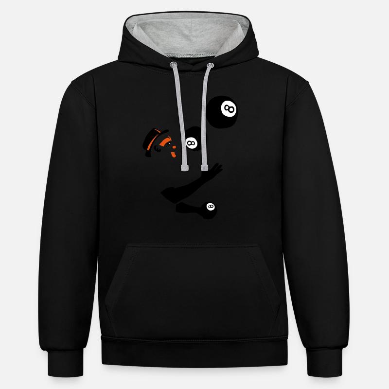 jongleur boule billard 8 - Sweat à capuche contrasté - noir/gris chiné