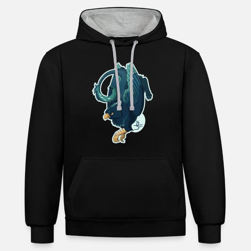Fibonacci Gryphon - Sweat à capuche contrasté - noir/gris chiné