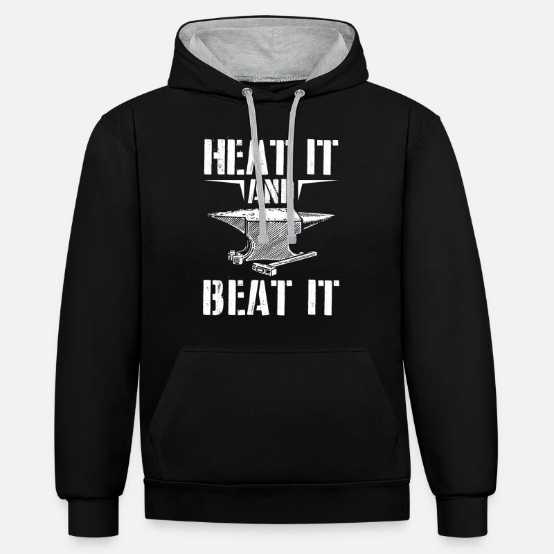 Forger - Sweat à capuche contrasté - noir/gris chiné