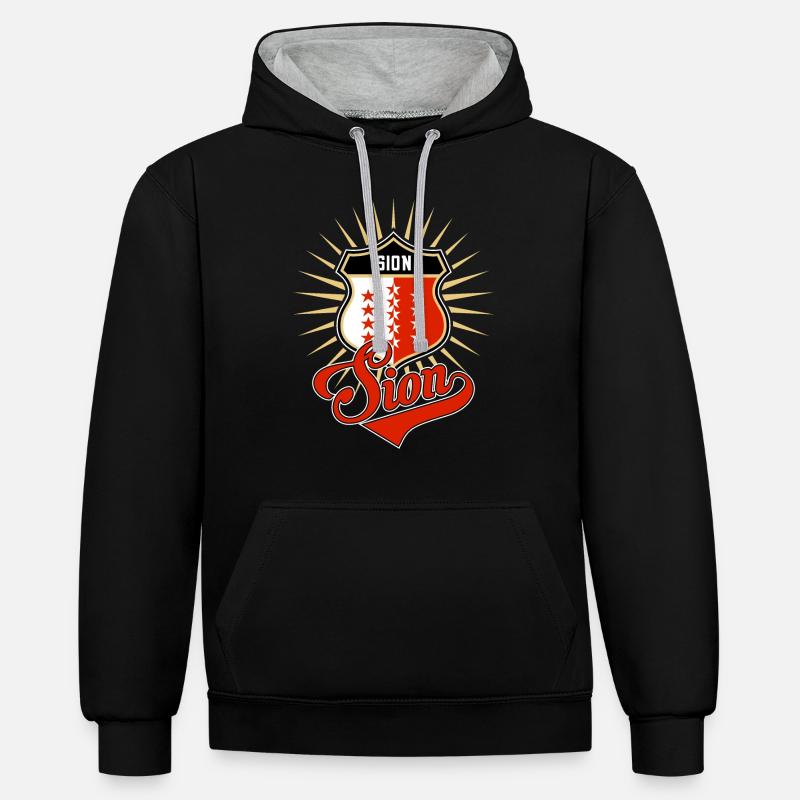 Sion - Sweat à capuche contrasté - noir/gris chiné