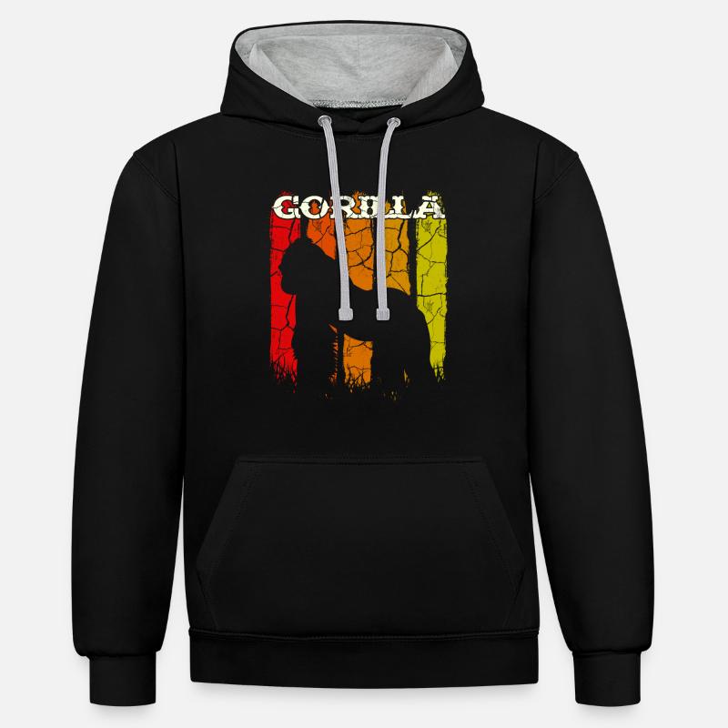 gorille - Sweat à capuche contrasté - noir/gris chiné