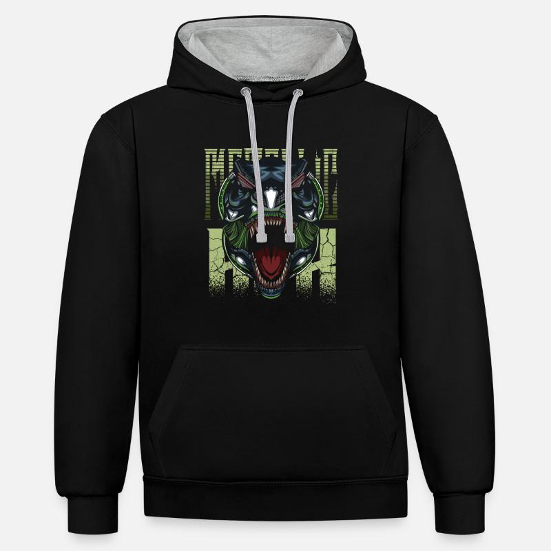 Robot Dino - Sweat à capuche contrasté - noir/gris chiné