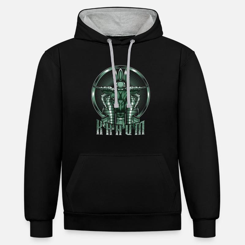 Fertilité Dieu Chnum Égypte égyptienne - Sweat à capuche contrasté - noir/gris chiné