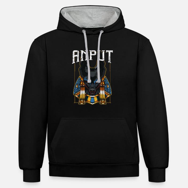 Dieu mythologie dieu déesse égyptienne - Sweat à capuche contrasté - noir/gris chiné
