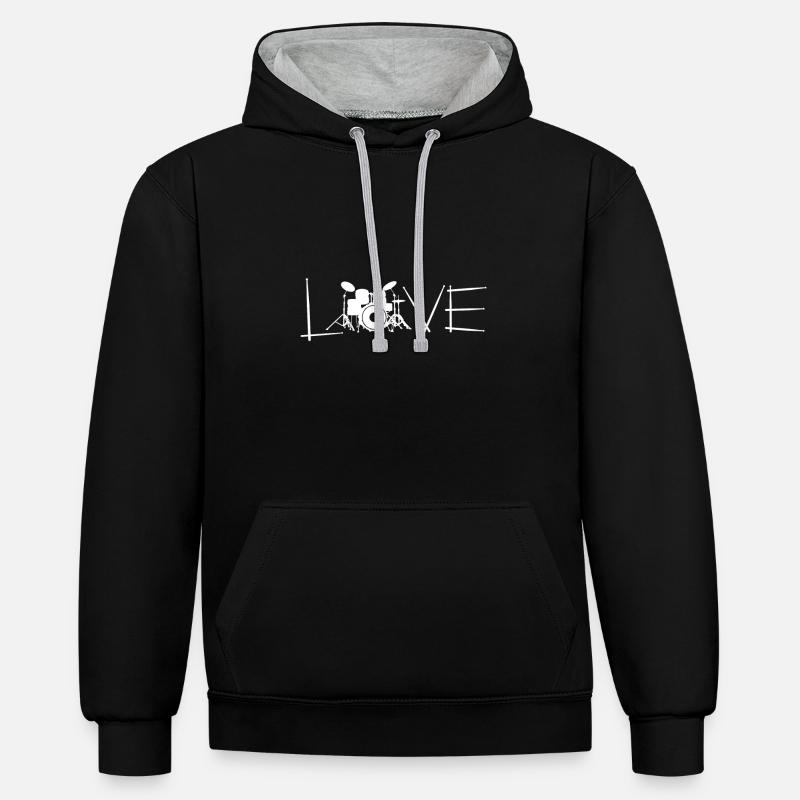 batterie - Sweat à capuche contrasté - noir/gris chiné