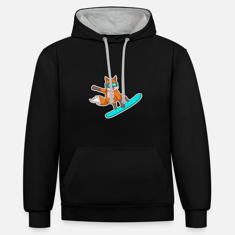 Fox Snowboard Gift Snowboarder - Sweat à capuche contrasté - noir/gris chiné