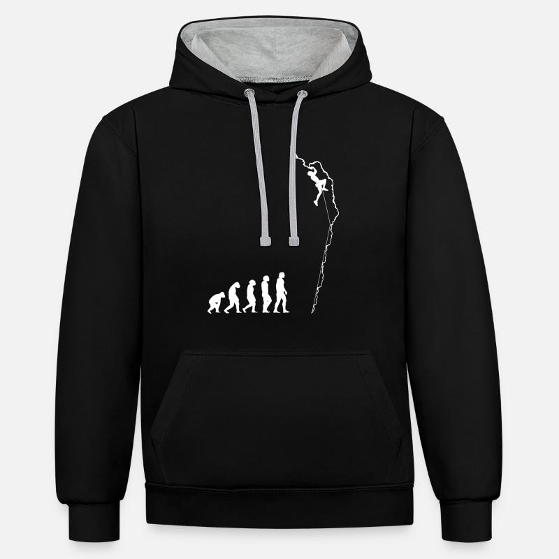 Evolution de l'escalade - Sweat à capuche contrasté - noir/gris chiné
