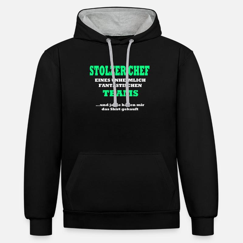 Cadeau patron - Sweat à capuche contrasté - noir/gris chiné