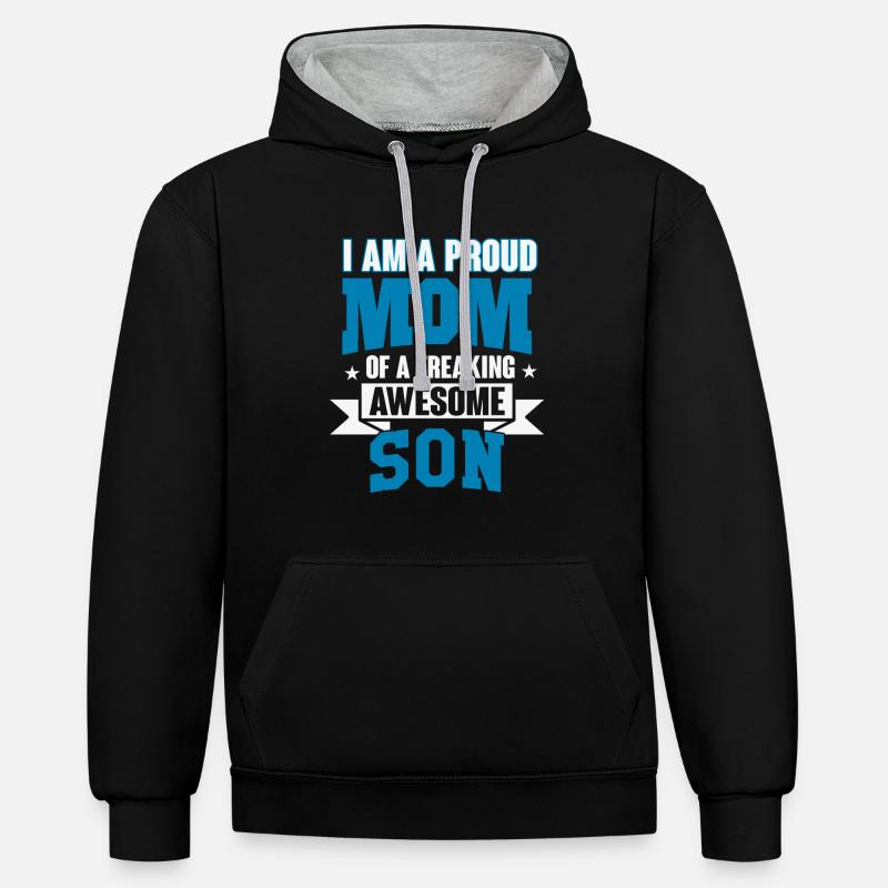 Mère et fils - Sweat à capuche contrasté - noir/gris chiné