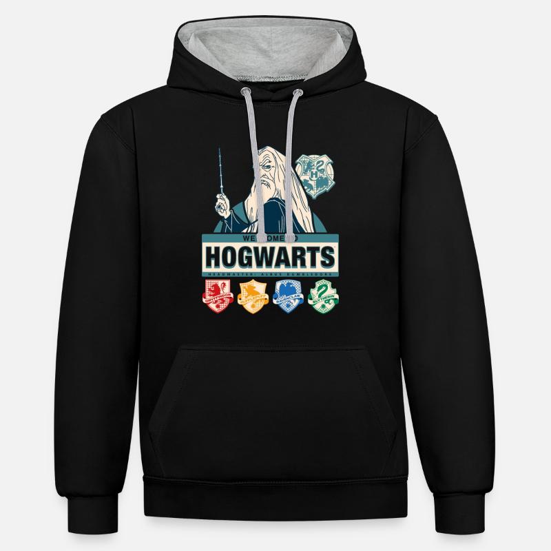 Harry Potter Welcome To Hogwarts Dumbledore - Contrast hoodie - black/heather grey