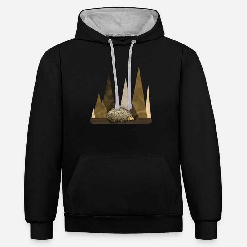 Hérisson - Sweat à capuche contrasté - noir/gris chiné