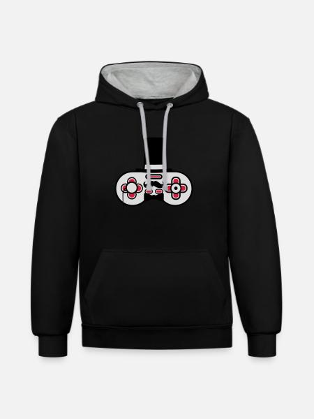 Gentlemen old controller retro - Contrast hoodie - black/heather grey