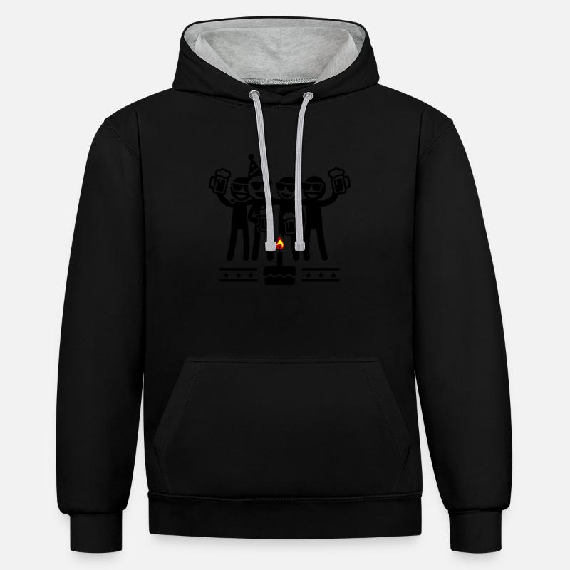 Équipe d’anniversaire - Sweat à capuche contrasté - noir/gris chiné