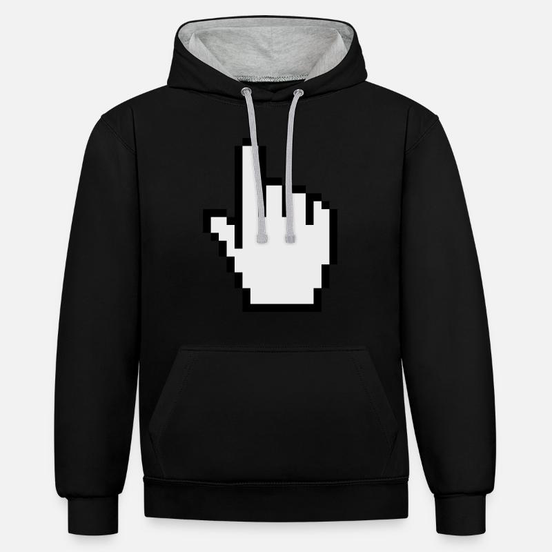 pointeur / curseur - Sweat à capuche contrasté - noir/gris chiné