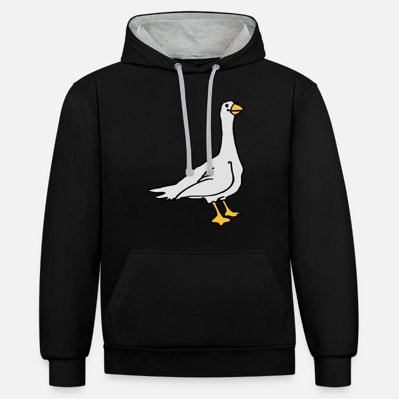 Gans - Kontrast-Hoodie - Schwarz/Grau meliert