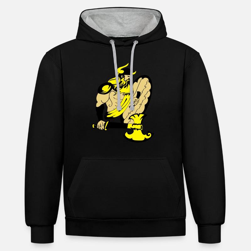 wikinger - Sweat à capuche contrasté - noir/gris chiné