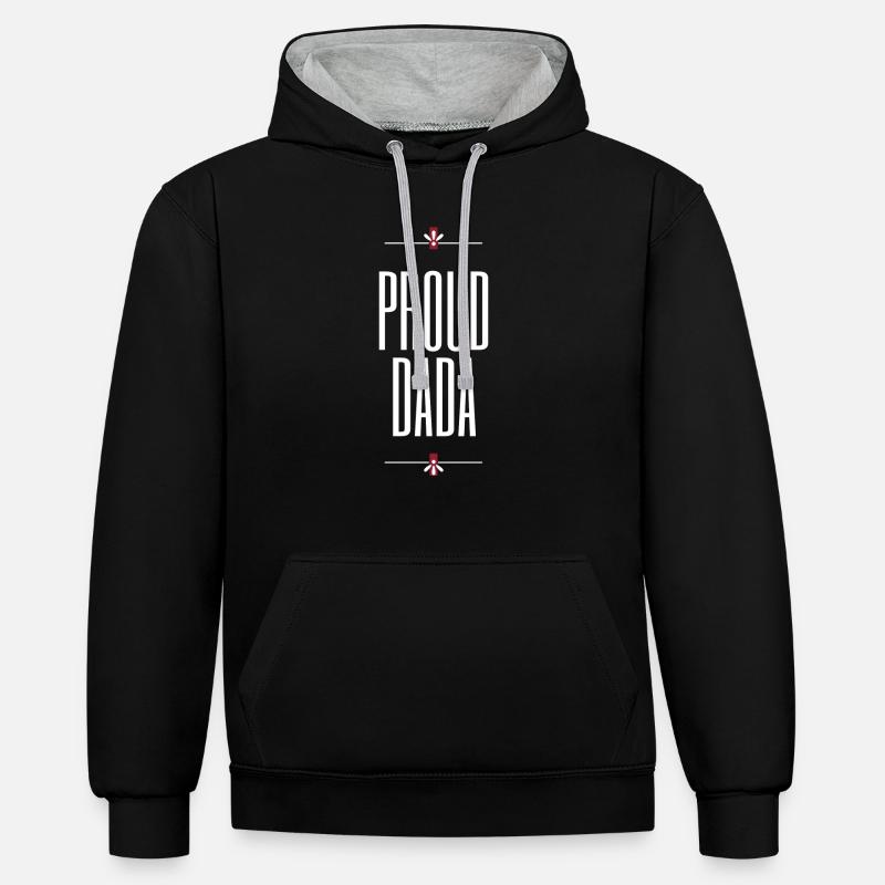 Fier Dada - Sweat à capuche contrasté - noir/gris chiné