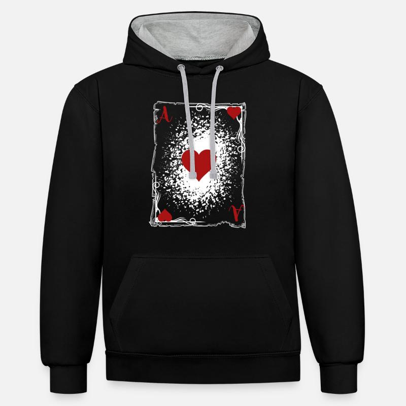 L'as de coeur. - Sweat à capuche contrasté - noir/gris chiné