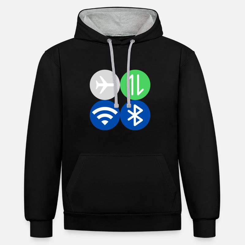 Menu rapide - Sweat à capuche contrasté - noir/gris chiné