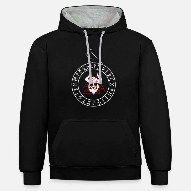 Odin - Sweat à capuche contrasté - noir/gris chiné
