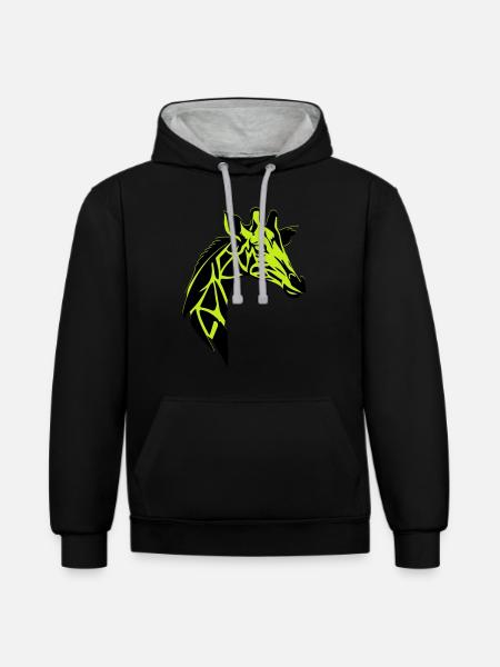 giraffe - Contrast hoodie - black/heather grey