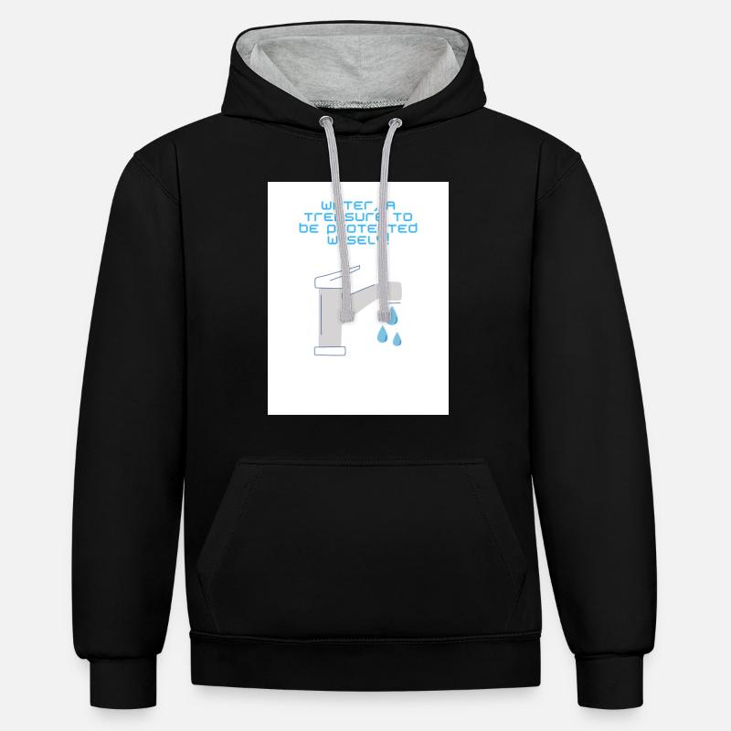 Wasser ist ein Schatz - Kontrast-Hoodie - Schwarz/Grau meliert